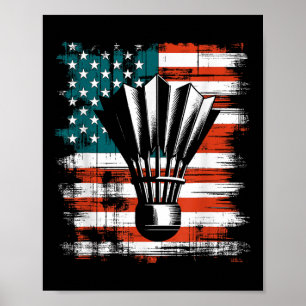Poster Shuttle American Flag - Patriótico Eua Badminton L