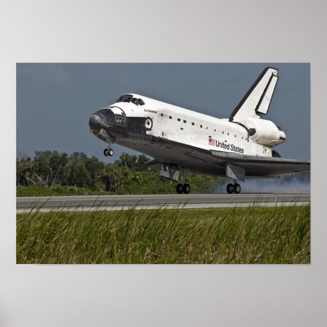Póster Shuttle Endeavor pousando o Centro Espacial Kenned (Frente)