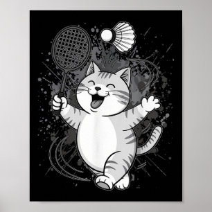 Poster Shuttle Jogador de Badminton do Gatinho Cortado