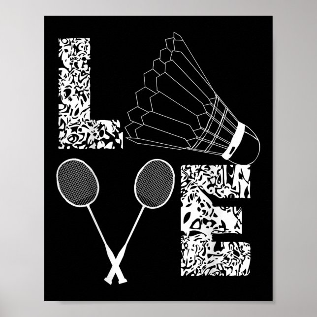 Poster Shuttle Love Badminton Lover Racquet Smashs (Frente)