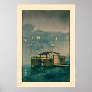 Poster Shuzenji em chuva por Kawase Hasui