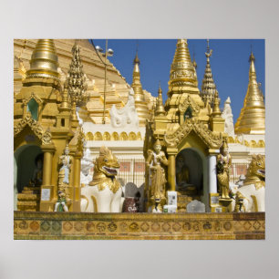 Poster Shwedagon Pagoda (Paya), large temple site that