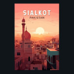 Poster Sialkot Pakistan Viagem Art Vintage<br><div class="desc">Viagem de vetor retro sialkot. Sialkot é uma cidade industrial e um polo econômico importantes no Paquistão.</div>