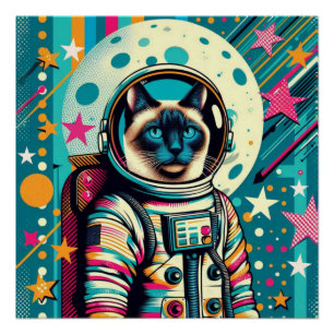 PÓSTER SIAMESE CAT-ASTRONAUT 2