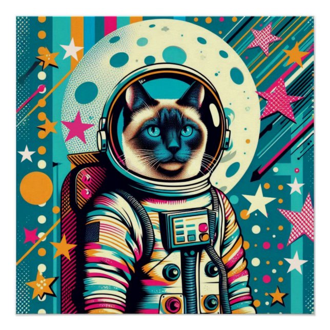 PÓSTER SIAMESE CAT-ASTRONAUT 2 (Frente)