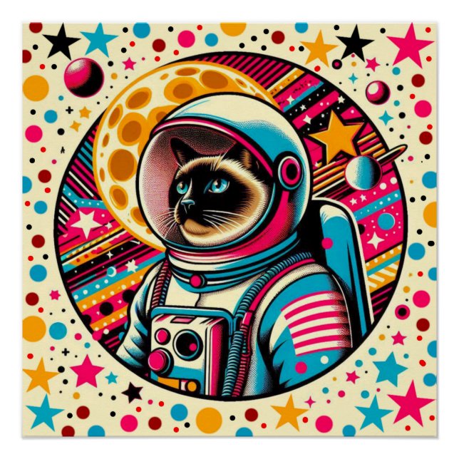 PÓSTER SIAMESE CAT-ASTRONAUT 3 (Frente)