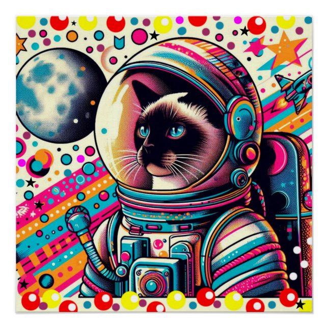 PÓSTER SIAMESE CAT-ASTRONAUT 4 (Frente)
