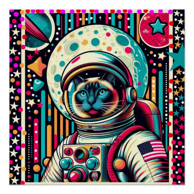 PÓSTER SIAMESE CAT-ASTRONAUT 5 (Frente)