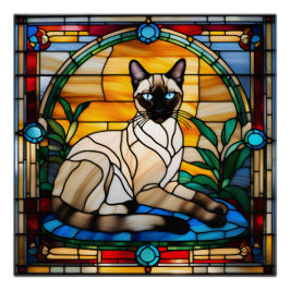 Póster Siamese Cat StainGlass