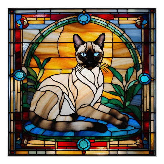 Póster Siamese Cat StainGlass (Frente)
