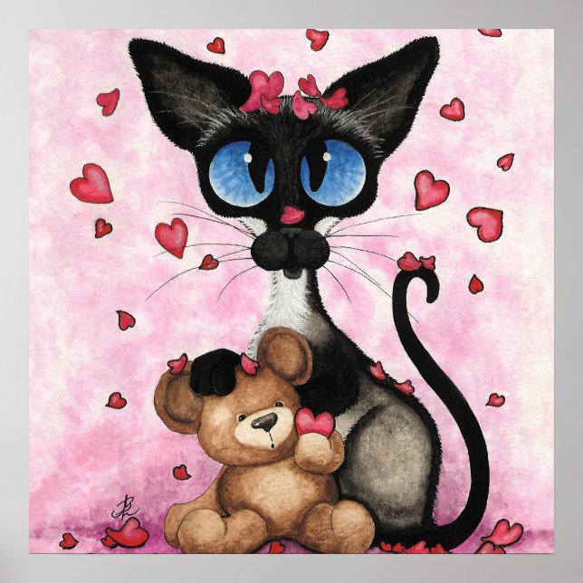Poster Siamese Cat Valentines Day by Bihrle (Frente)