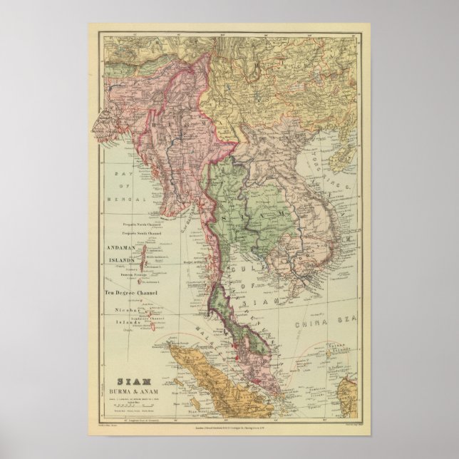 Póster Sião, Birmânia e Anam (Frente)