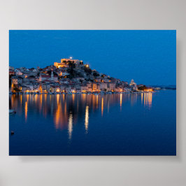 Poster Sibenik at blue hour