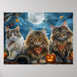 Poster Siberian Cat Halloween Spooky