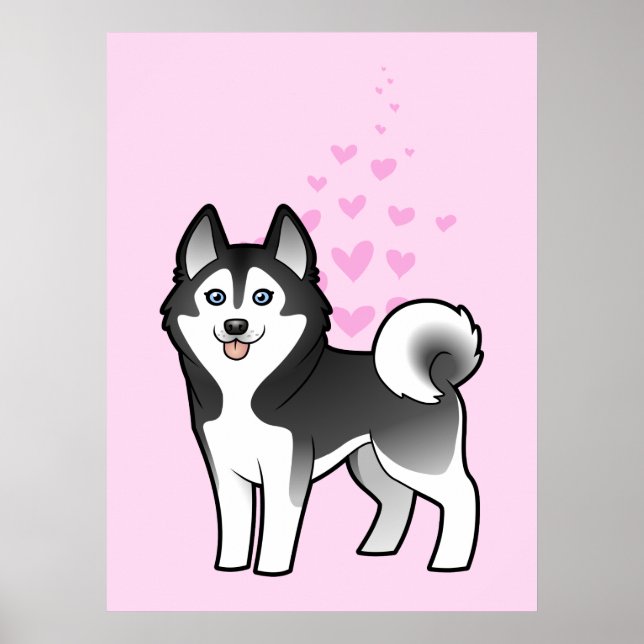 Póster Siberian Husky / Alaskan Malamute Love (Frente)
