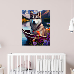 Poster Siberian Husky em um remo: Uma aventura cética