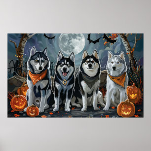 Poster Siberian Husky Halloween Spooky