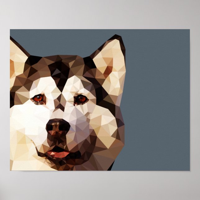 Póster Siberian Husky Low Poly Art (Frente)