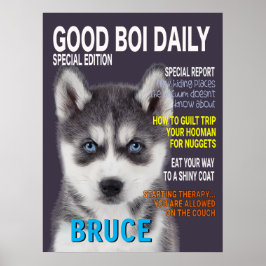 Poster Siberian Husky Parody Magazine Cobrir