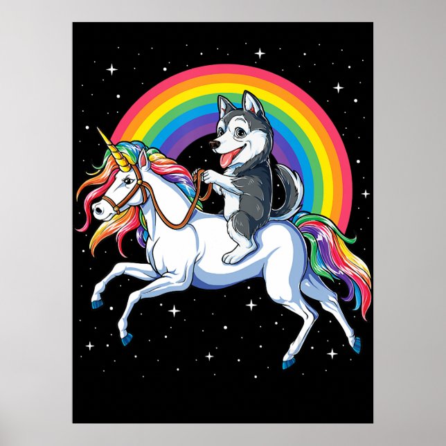 Poster Siberian Husky Unicorn Girls Space Galaxy (Frente)