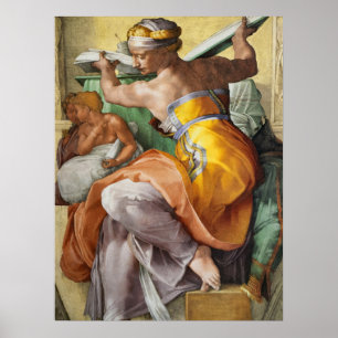 Poster Sibila Líbia, Capela Sistina de Michelangelo