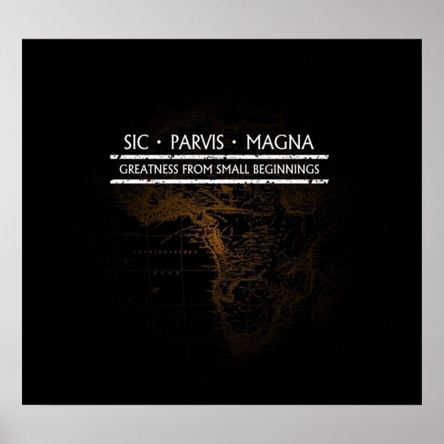 Poster SIC PARVIS MAGNA Preto (Frente)