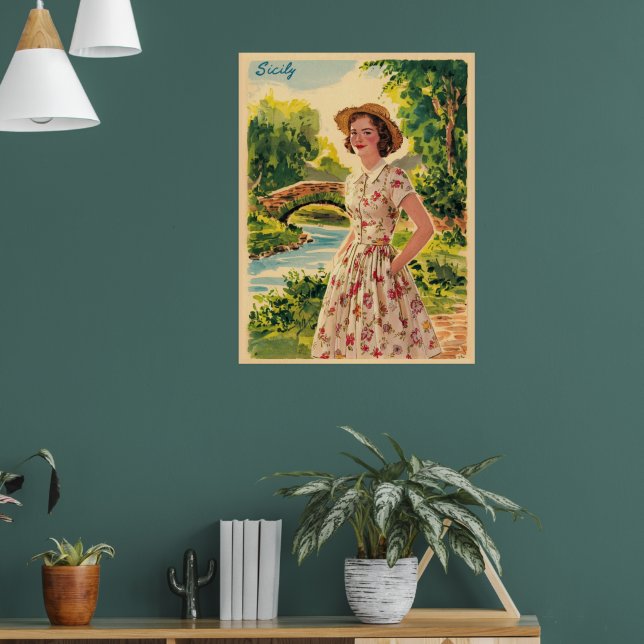 Poster Sicília vintage senhora italiana no 50 (Sala de Estar 1)