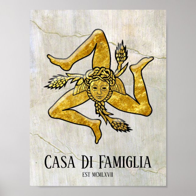 Poster Sicilian Trinacria Seu Texto (Frente)