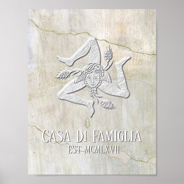 Póster Sicilian Trinacria Seu Texto (Frente)