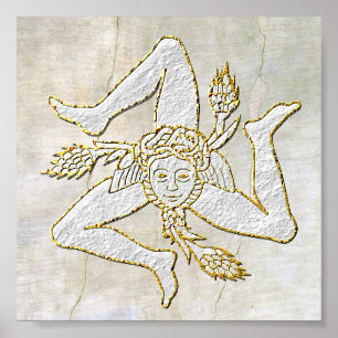 Poster Siciliana Trinacria em Plaster