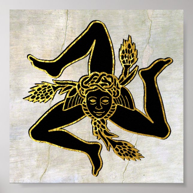 Poster Siciliana Trinacria em Plaster (Frente)
