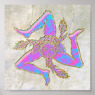 Póster Siciliana Trinacria em Plaster