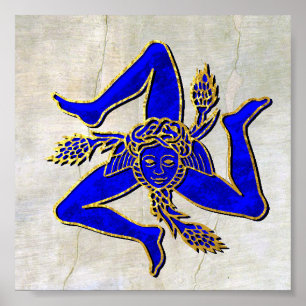 Póster Siciliana Trinacria em Plaster