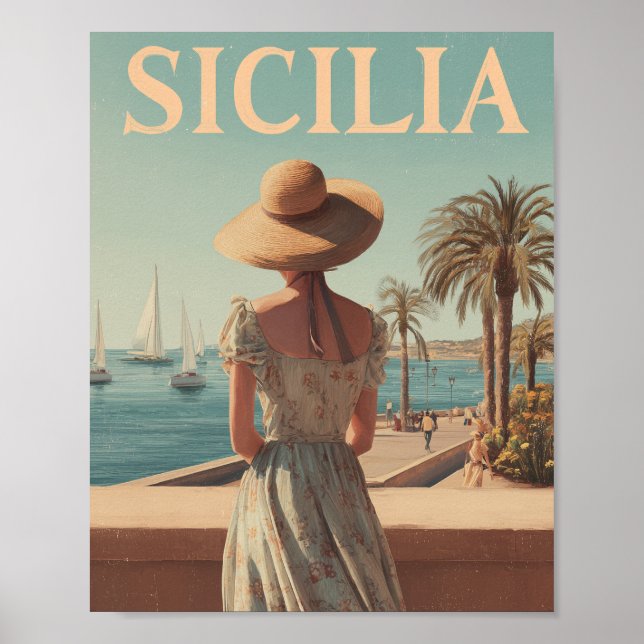 Poster Sicily 50s vintage travel (Frente)