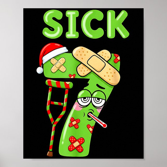 Poster Sick Seven Meme 67 Number Santa Hat Christmas Men  (Frente)