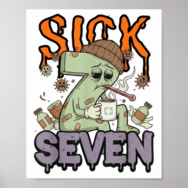 Poster Sick Seven Meme Tee 67 Six Seven Funny Wordplay Ha (Frente)