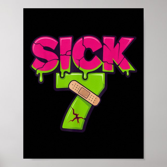 Poster Sick Seven Meme Tee Six Seven Fun Wordplay Drip  (Frente)