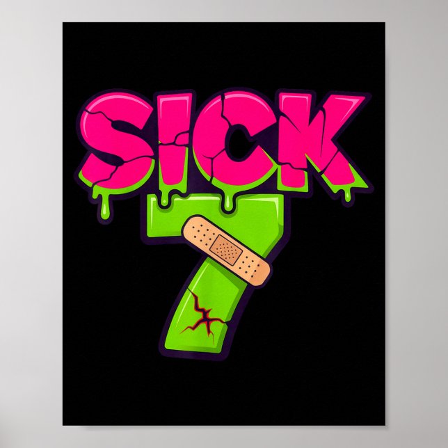 Poster Sick Seven Meme Tee Six Seven Fun Wordplay Drip  (Frente)