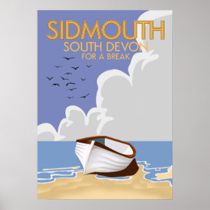 Poster Sidmouth South Devon viagens vintage.