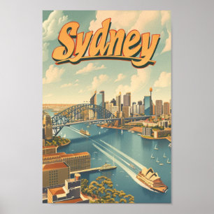 Poster Sidney Austrália - Famoso Local de Viagens vintage