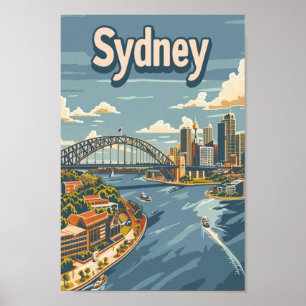Poster Sidney Austrália - Famoso Local de Viagens vintage