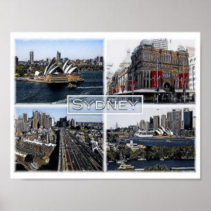 Poster Sidney - Austrália - Mosaico -