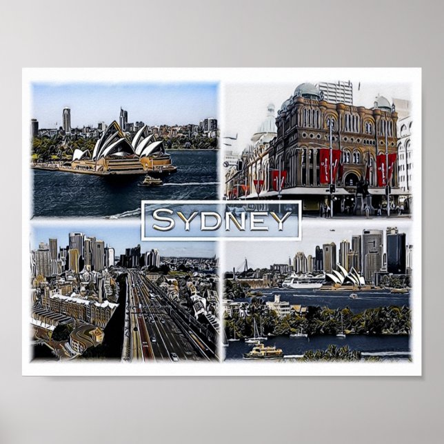 Poster Sidney - Austrália - Mosaico - (Frente)