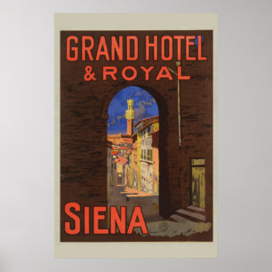 Poster Siena Grand Royal Hotel Vintage Viagem italiano