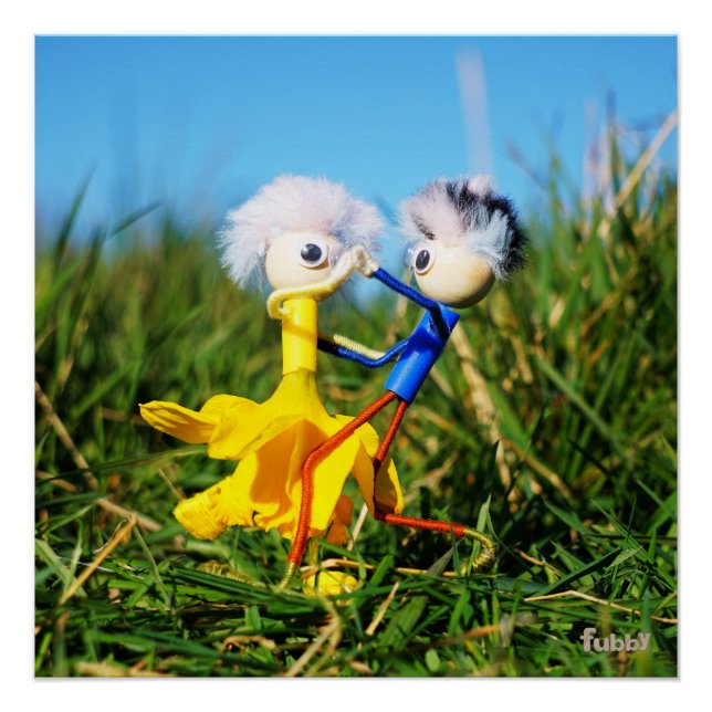 Póster Sierlijk dansend actief Fubby poppetjes stel. (Frente)