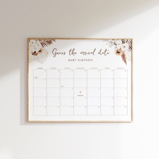 Poster SIERRA Boho Adivinha A Data De Chegada Jogo De Beb (Criador carregado)