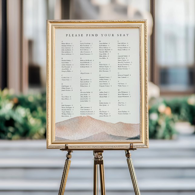 Poster Sierra Dusk | Alphabetical Wedding Seating Chart (Criador carregado)