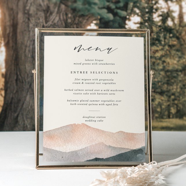 Poster Sierra Dusk | Desert Mountain Wedding Menu Sign (Criador carregado)