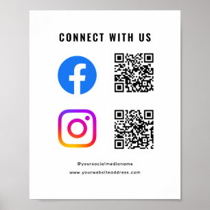 Poster Siga a opção Scan Connect With Us QR Code Social M