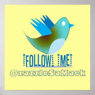 Póster Siga-me no seu endereço do Twitter